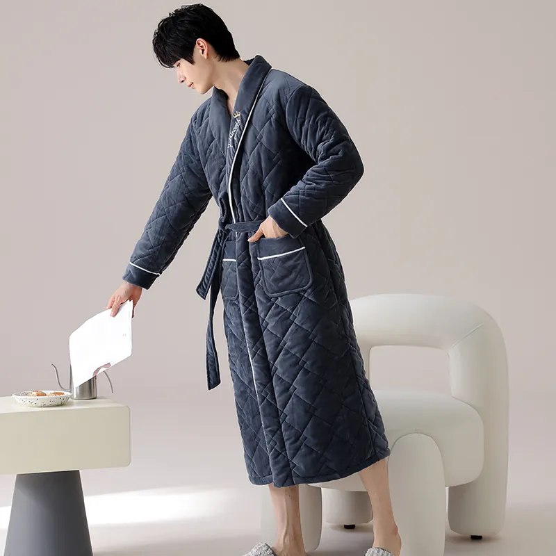 MADALLO Pajama Robe Men's Navy Blue-2