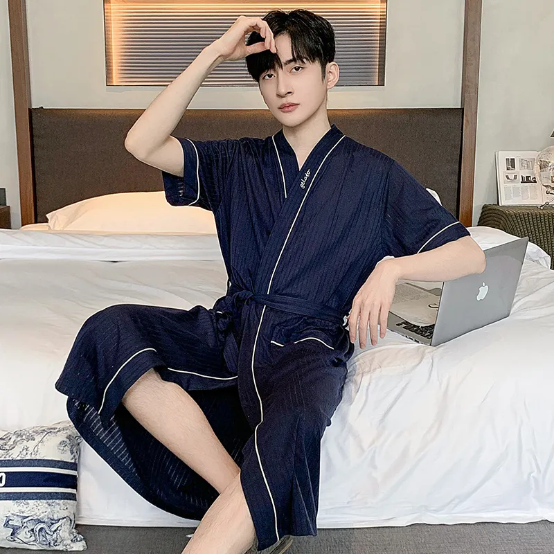 MADALLO Pajama Robe Men's Dark Blue-5
