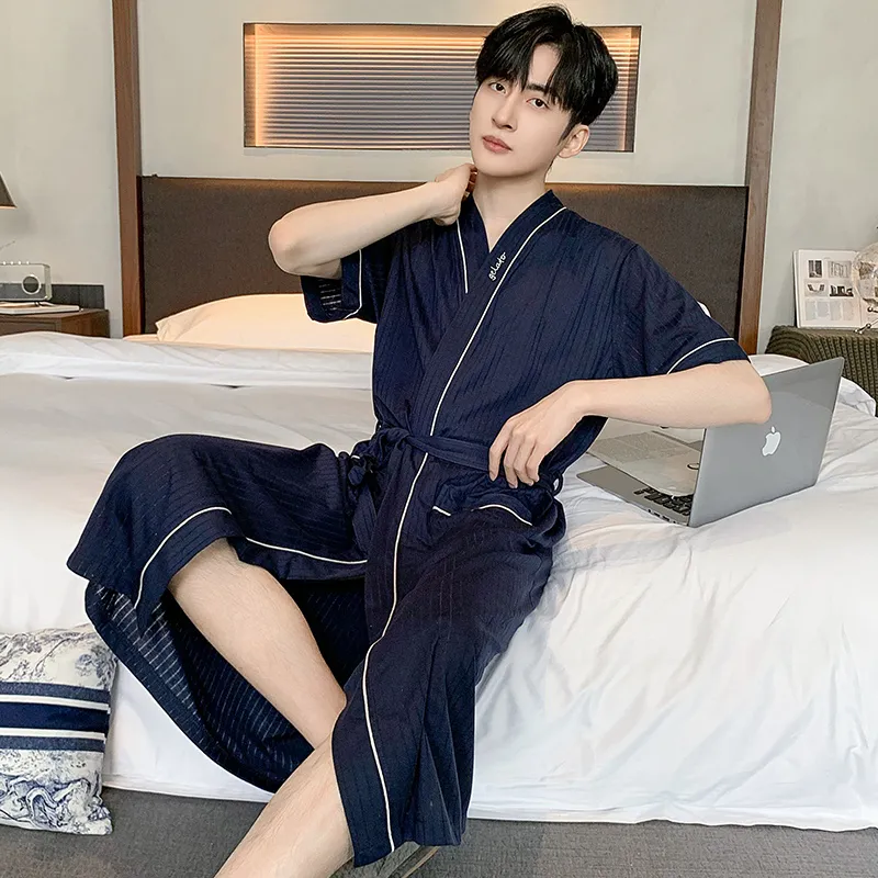 MADALLO Pajama Robe Men's Dark Blue-4