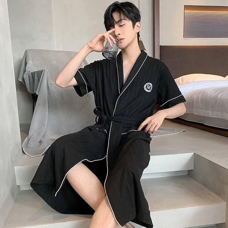 MADALLO Pajama Robe Men's Black-2