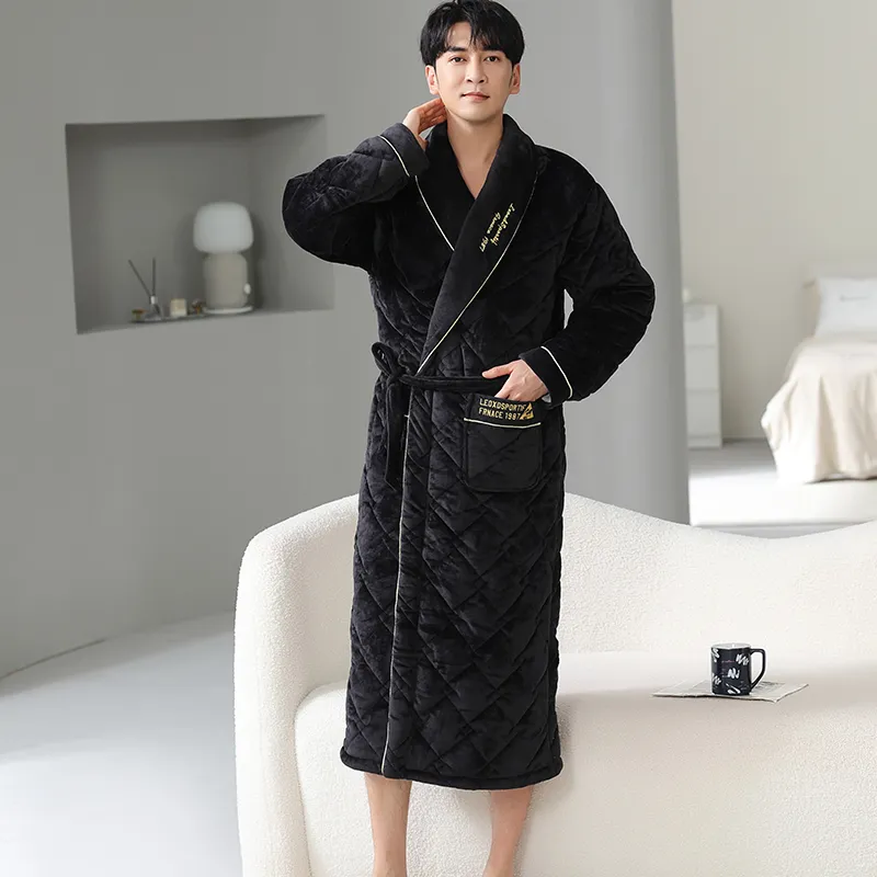 MADALLO Pajama Robe Men's Black-4
