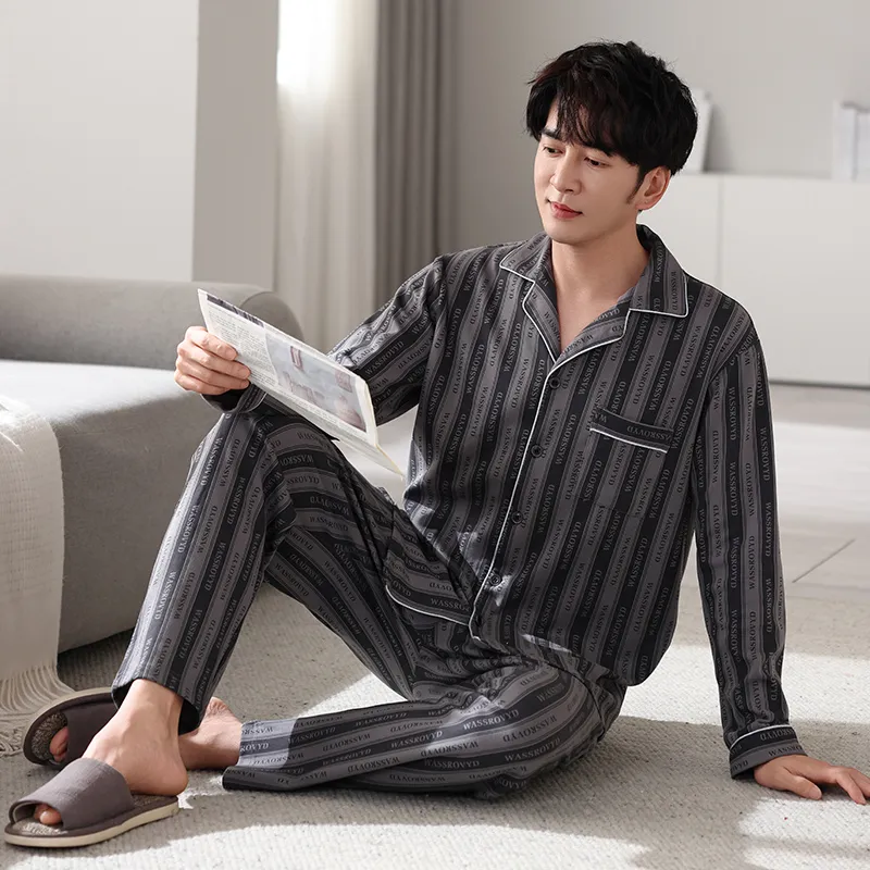 MADALLO Pajama Set Men's Black Gray Color-2