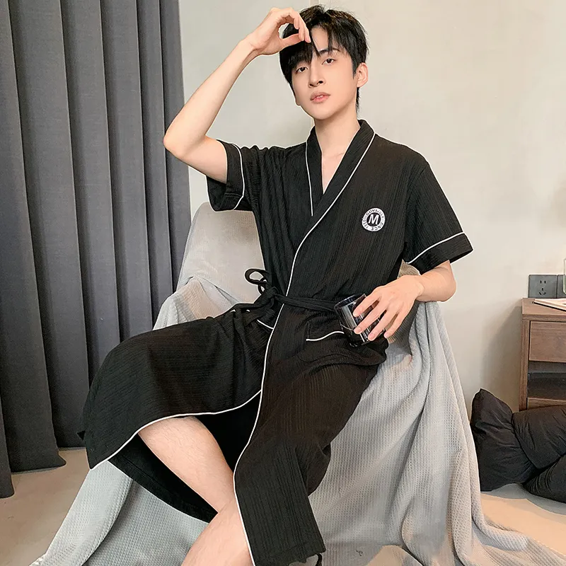 MADALLO Pajama Robe Men's Black-5