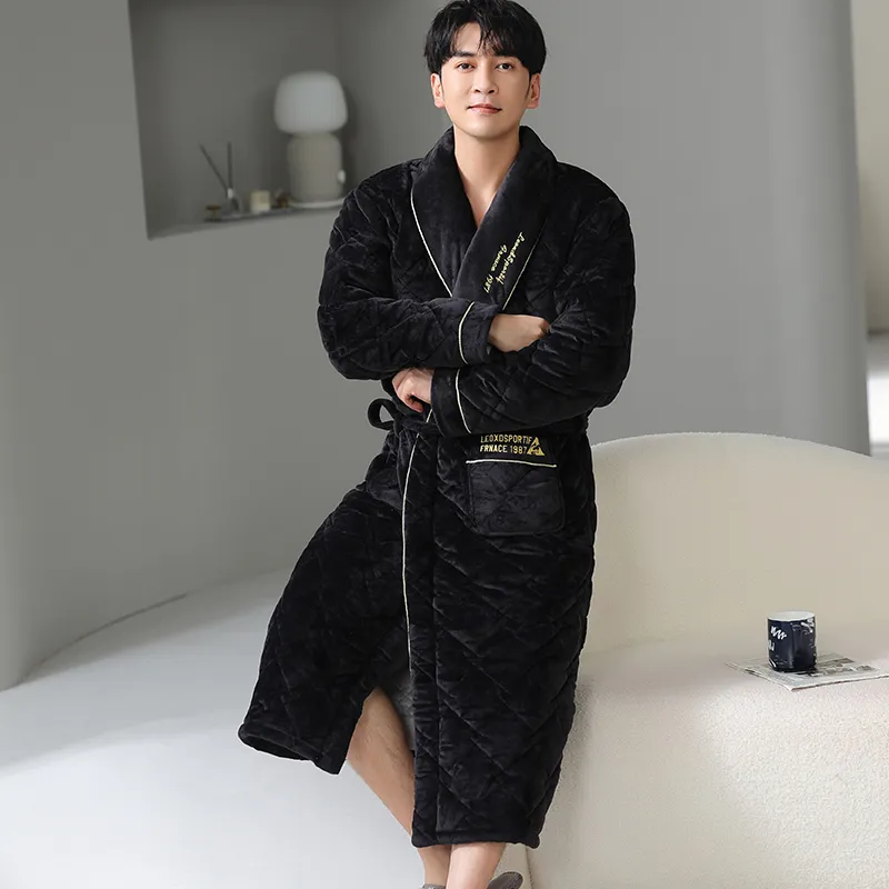 MADALLO Pajama Robe Men's Black-1