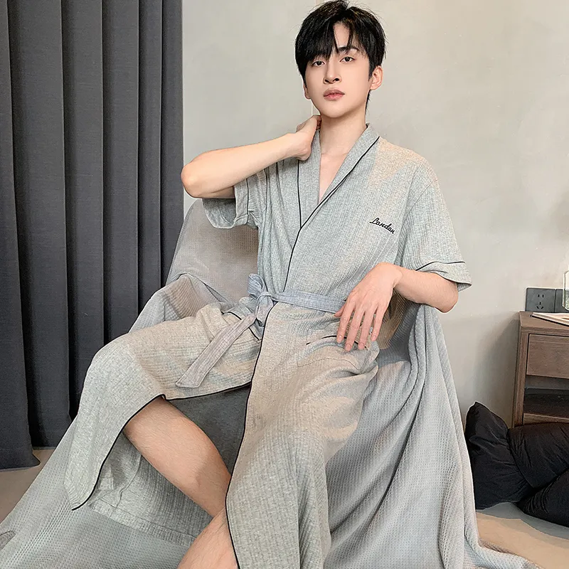 MADALLO Pajama Robe Men's Light Gray-4