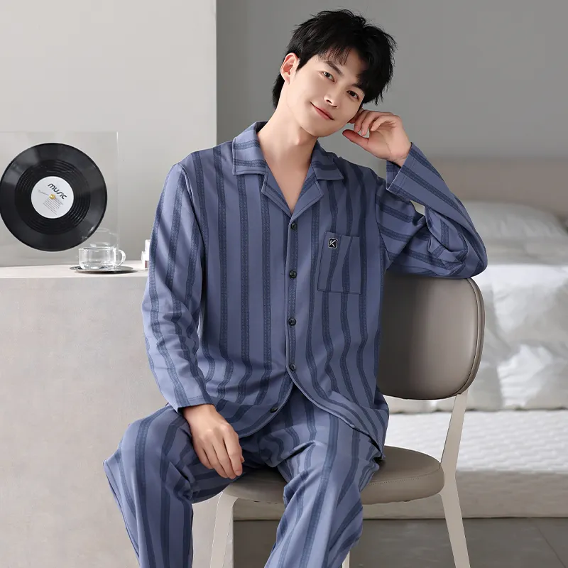 MADALLO Pajama Set Men's Pink Blue-1
