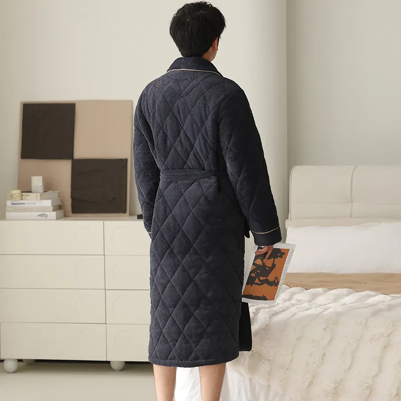 MADALLO Pajama Robe Men's Navy Blue-1