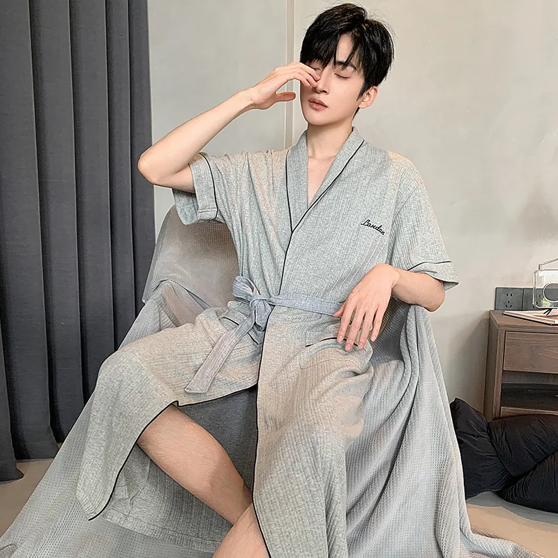 MADALLO Pajama Robe Men's Light Gray-5