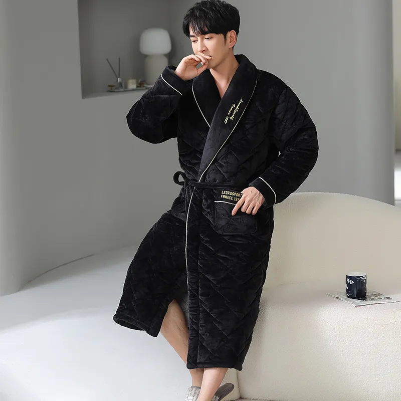 MADALLO Pajama Robe Men's Black-3