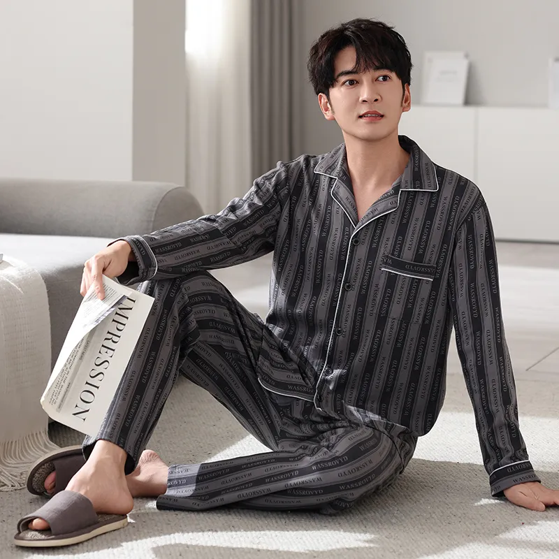 MADALLO Pajama Set Men's Black Gray Color-1