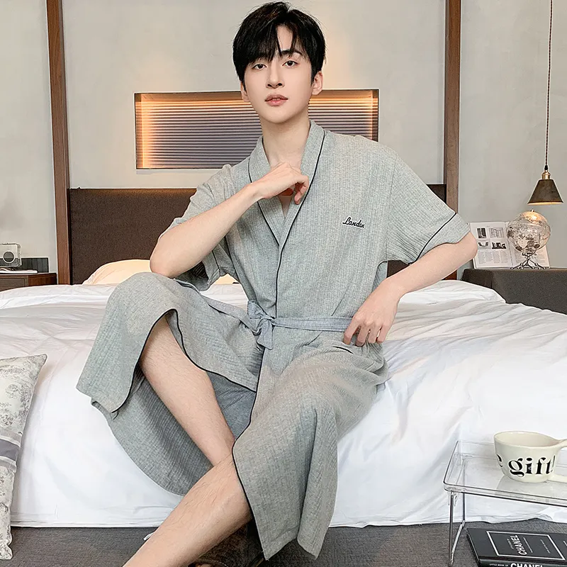 MADALLO Pajama Robe Men's Light Gray-3