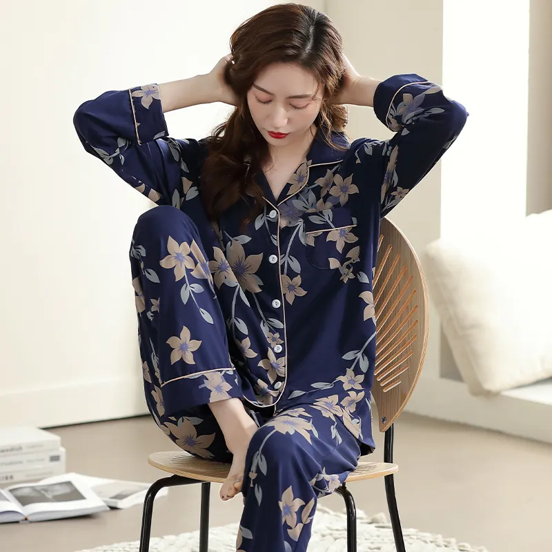 MADALLO Pajama Set Women's Navy Blue-3