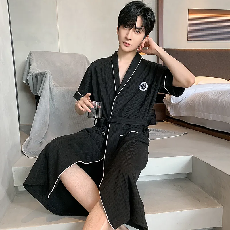 MADALLO Pajama Robe Men's Black-3