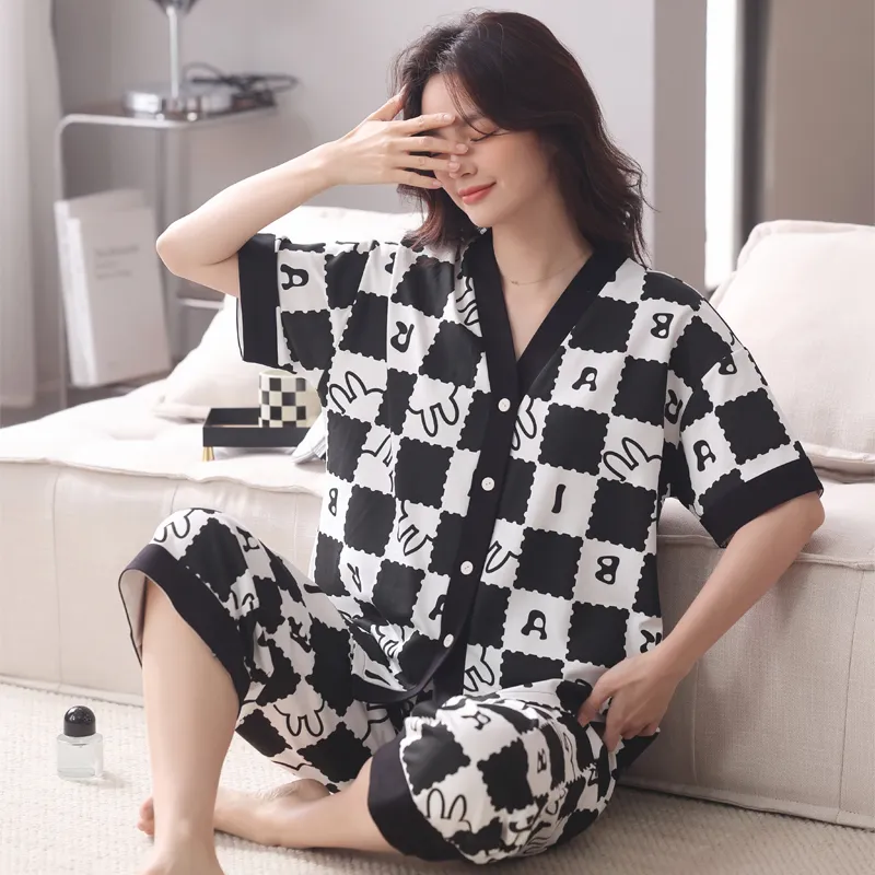 MADALLO Pajama Set Women's Black White-1