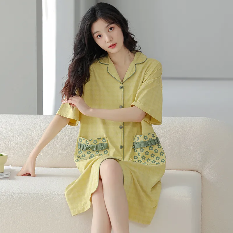 MADALLO Nightgown Women's Yellow Green-4