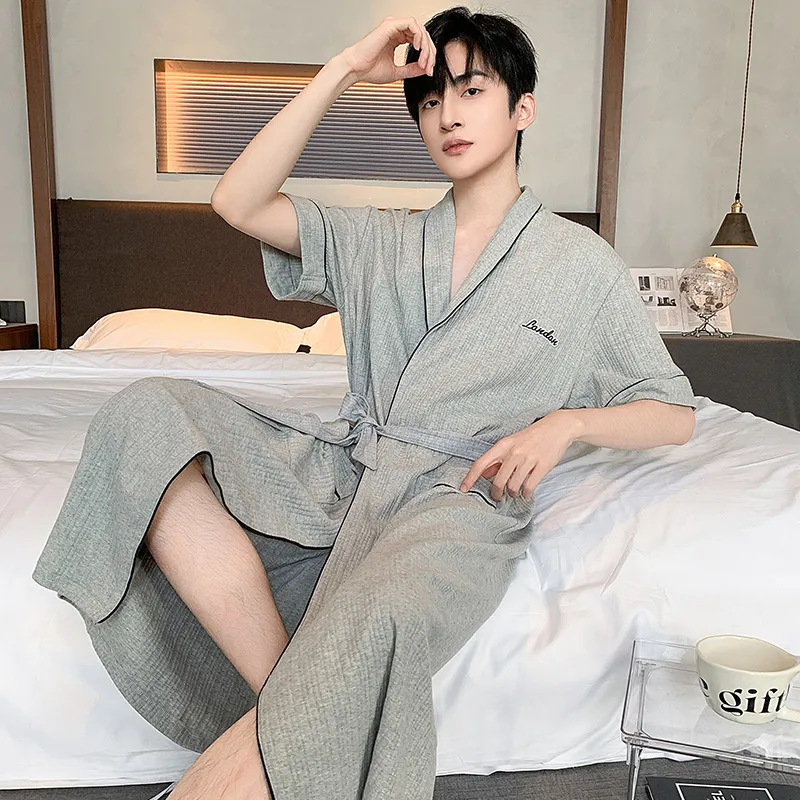 MADALLO Pajama Robe Men's Light Gray-1