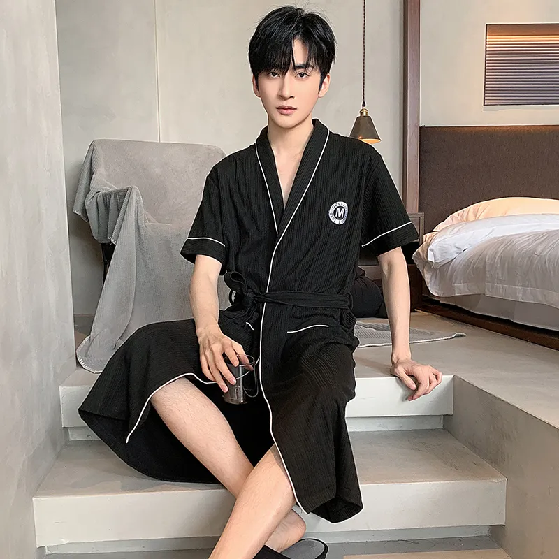 MADALLO Pajama Robe Men's Black-4