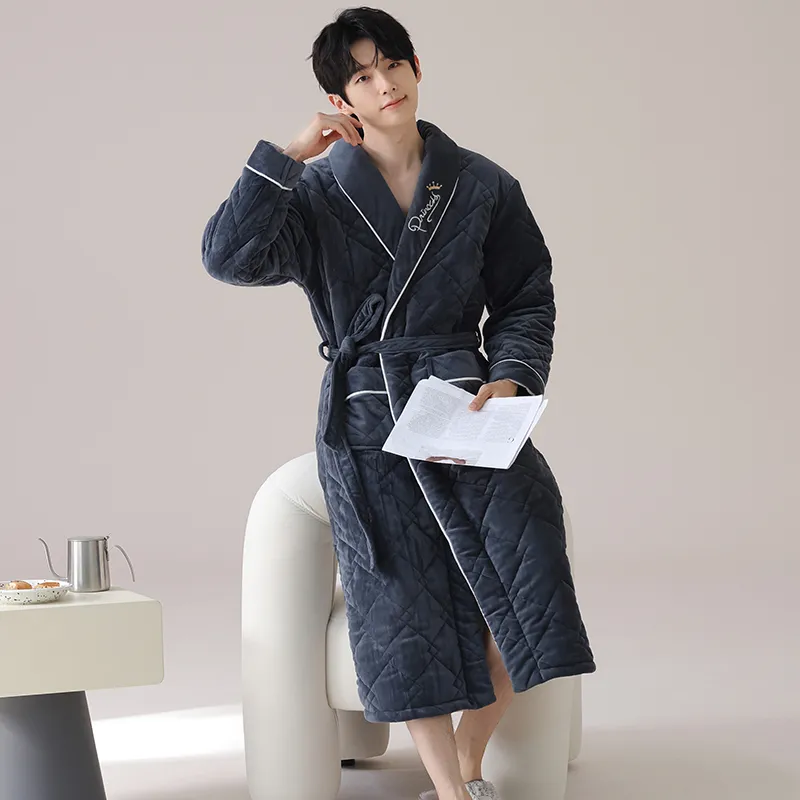 MADALLO Pajama Robe Men's Navy Blue-4