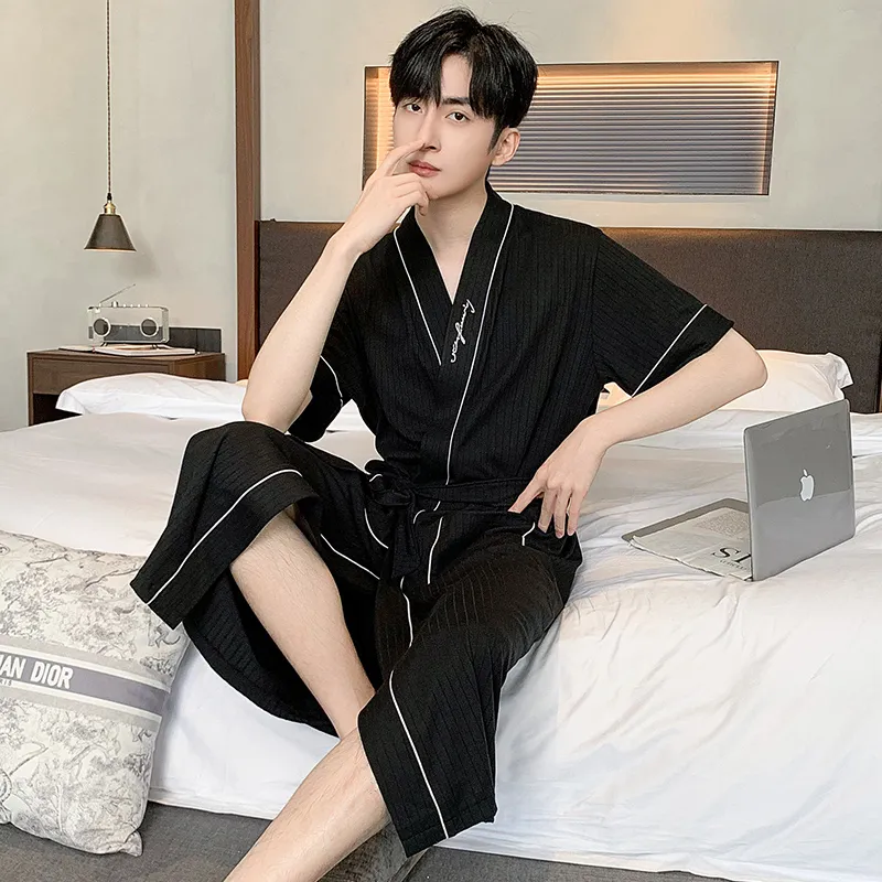 MADALLO Pajama Robe Men's Black-4