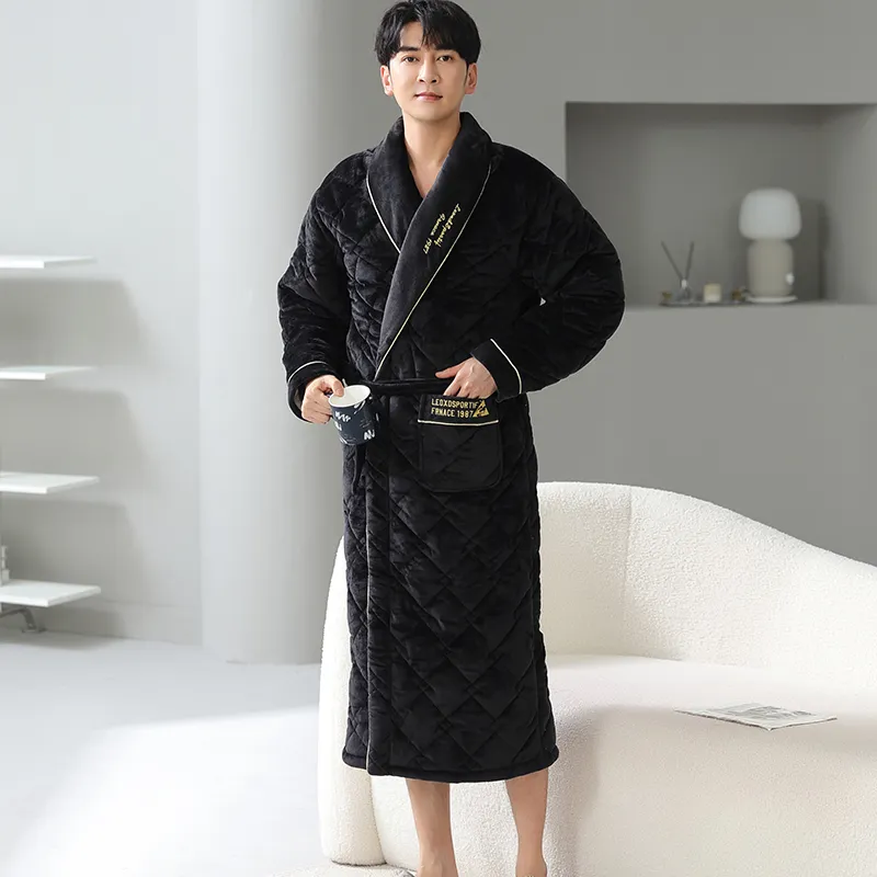 MADALLO Pajama Robe Men's Black-5
