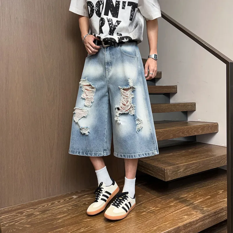 CAT'S PAW Denim Shorts Unisex Light Blue-3
