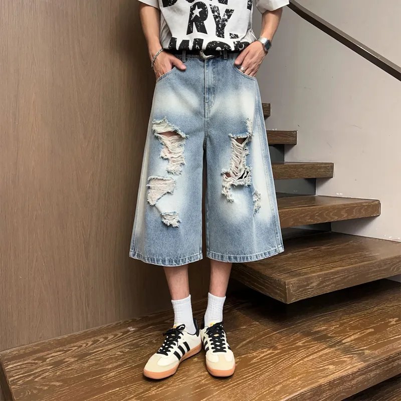CAT'S PAW Denim Shorts Unisex Light Blue-2