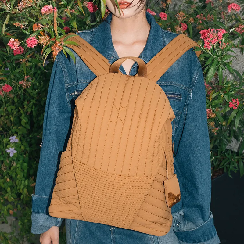 NOXXON Nylon Backpack Regular Unisex Obsidian Black/Caramel Brown/Pink Apricot-3