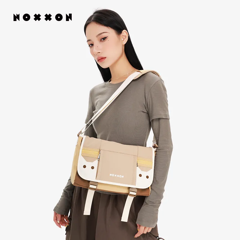 NOXXON Nylon Shoulder Bag Women's Khaki/Rose Purple-3