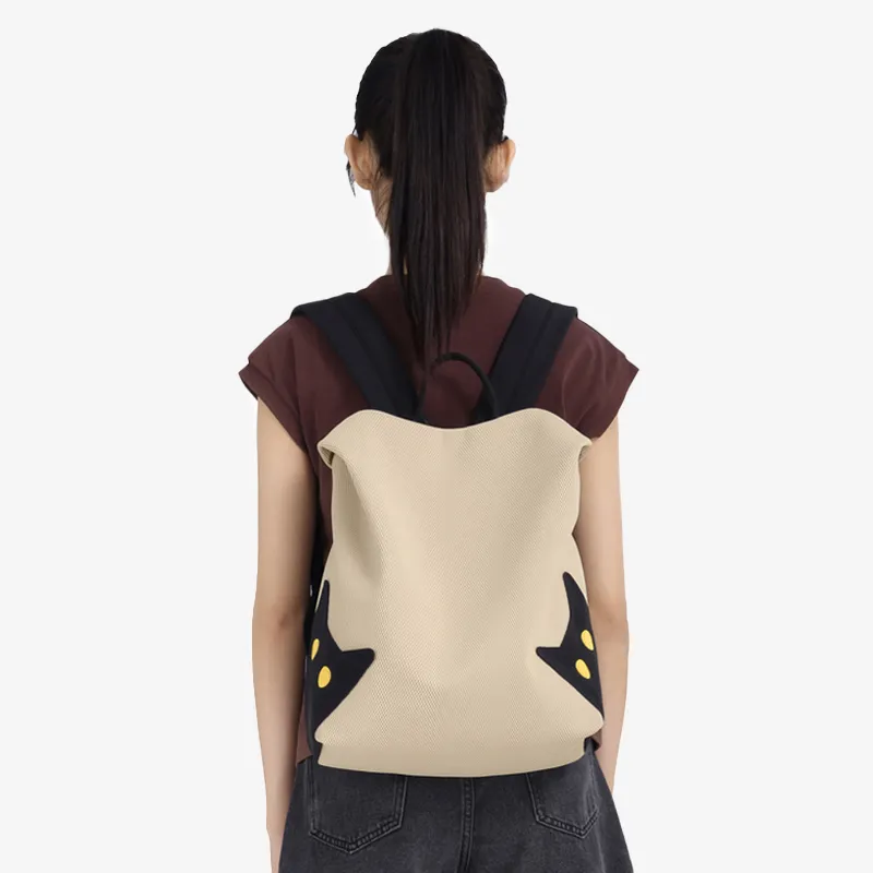 NOXXON Nylon Fabric Backpack Regular Women's Khaki/Obsidian Black-4