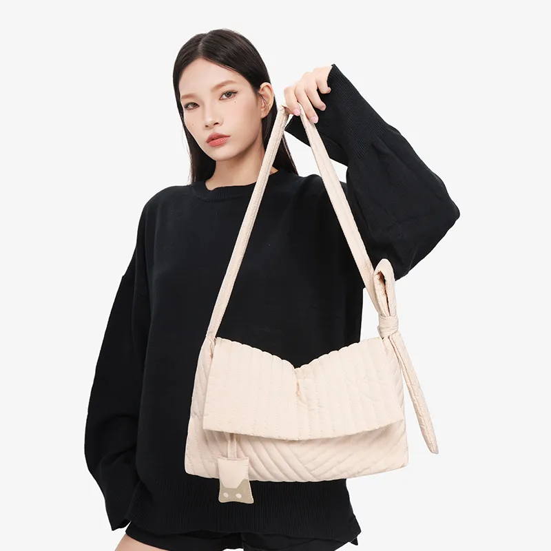 NOXXON Nylon Shoulder Bag Regular Women's Pink Apricot/Obsidian Black/Caramel-1