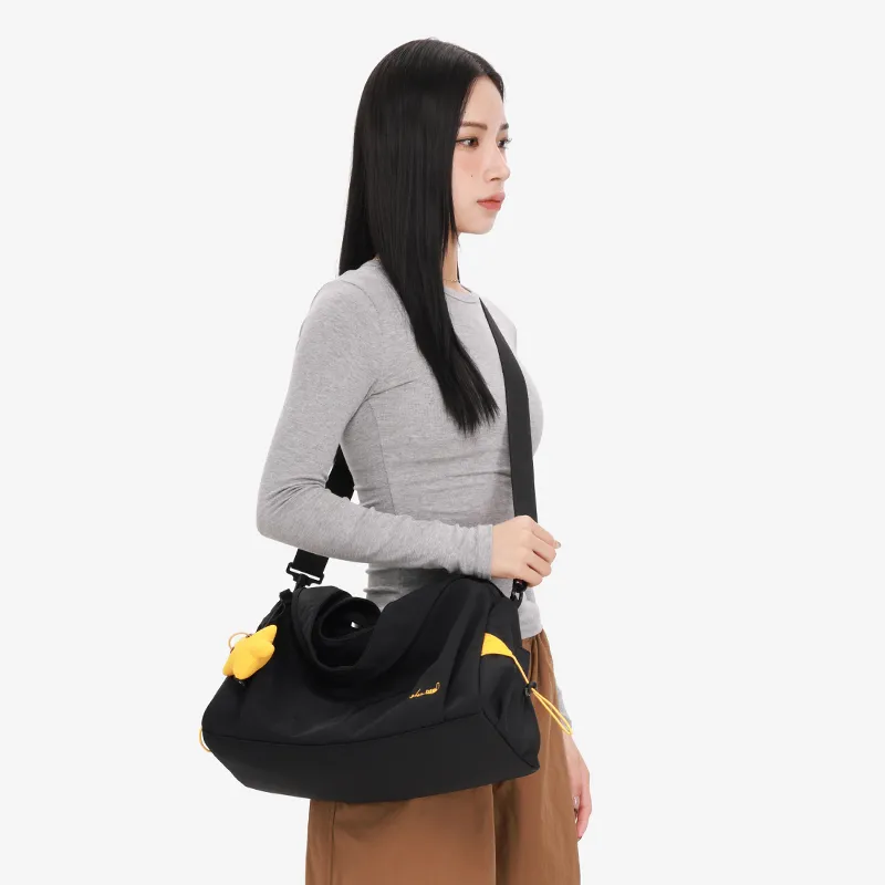 NOXXON Nylon Handbag Shoulder Bag Crossbody Bag Large Size Women's Obsidian Black/Khaki-2