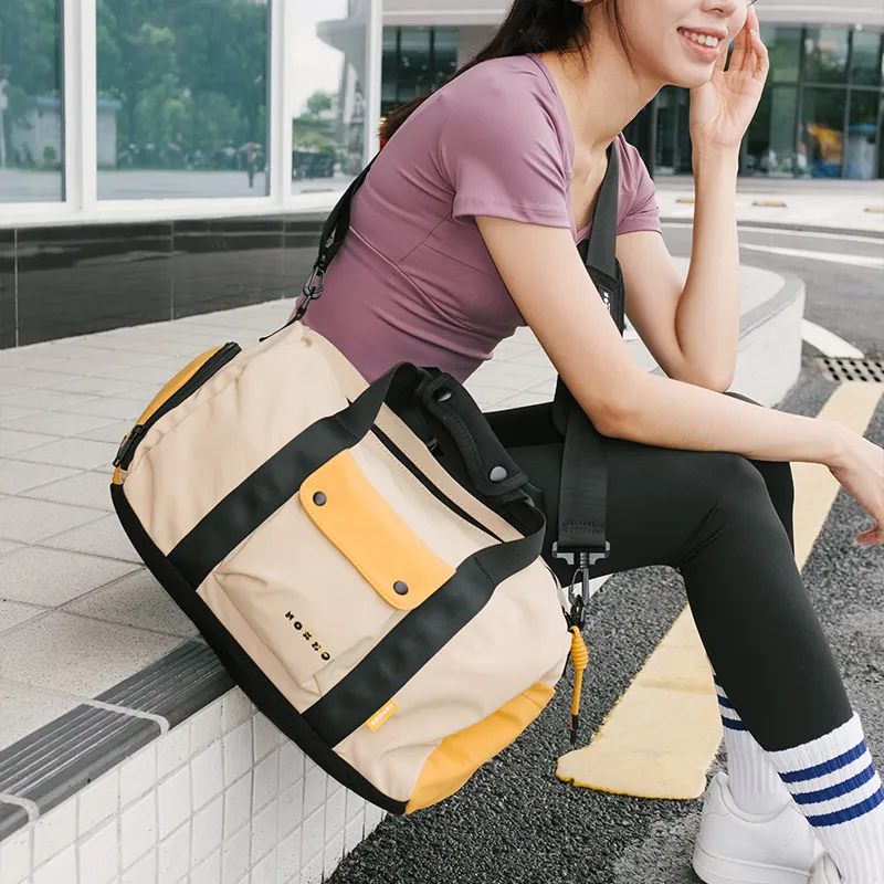 NOXXON Nylon Gym Bag Large Size Unisex Milk Tea Apricot-3