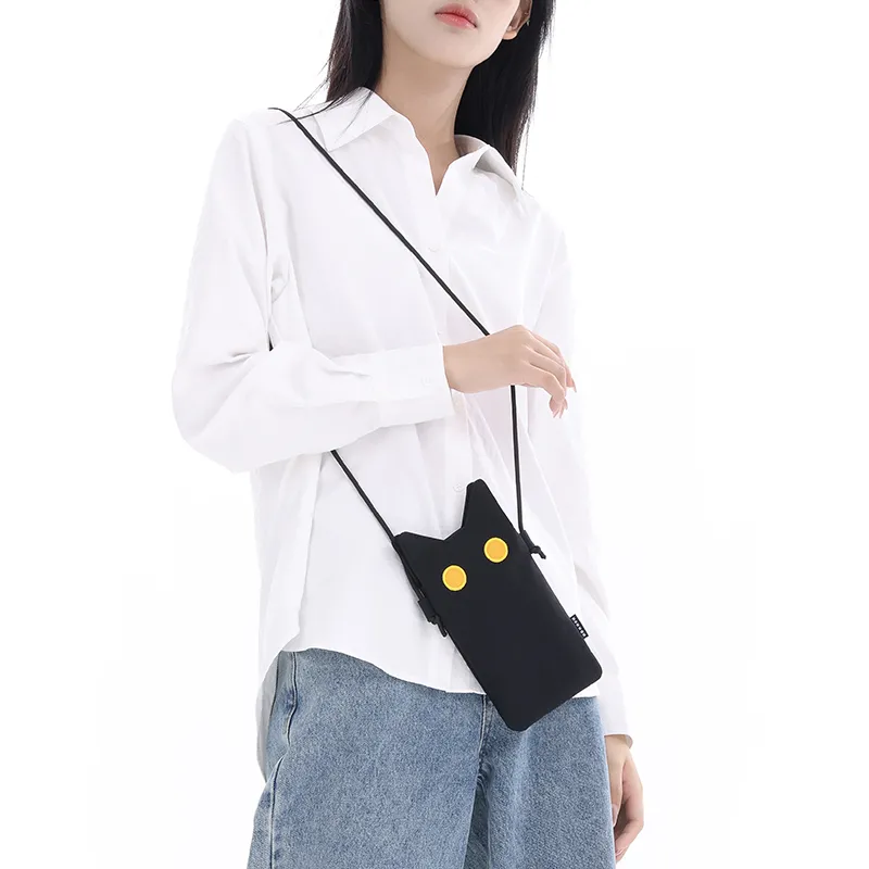 NOXXON Nylon Fabric Cell Phone Pouch Crossbody Bags Medium Size Women's Obsidian Black/Khaki/Haze Blue-3