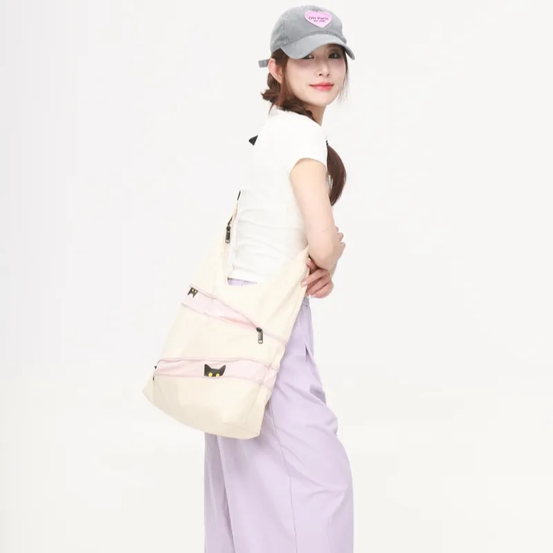NOXXON Nylon Shoulder Bag Women's Custard/Powder Apricot/Army Green-6