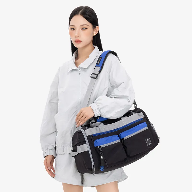 NOXXON Nylon Gym Bag Large Size Unisex Obsidian Black/Khaki-1