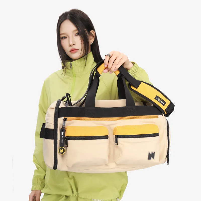 NOXXON Nylon Gym Bag Large Size Unisex Obsidian Black/Khaki-7