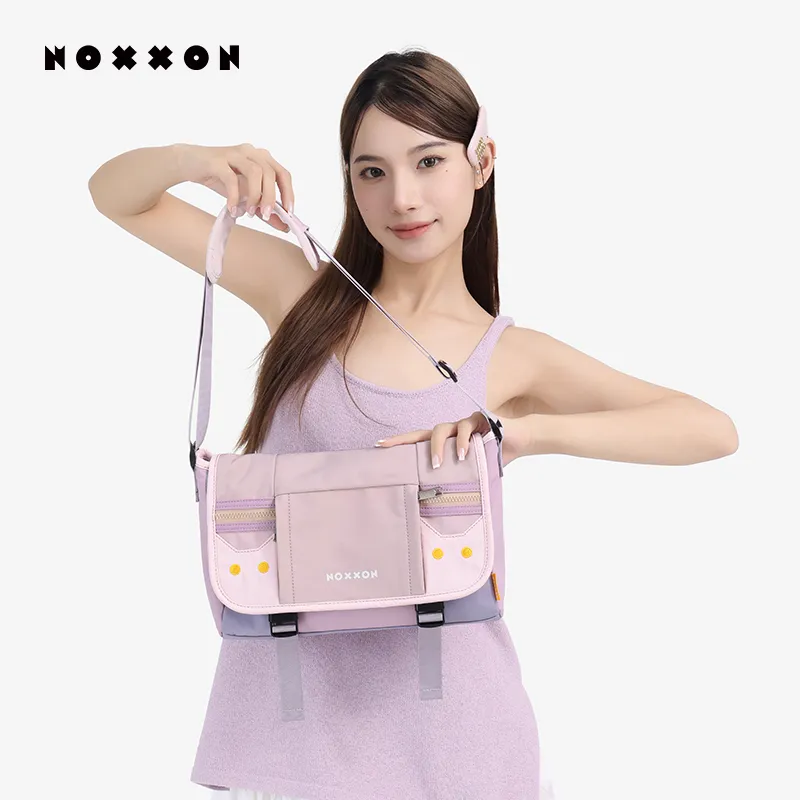 NOXXON Nylon Shoulder Bag Women's Khaki/Rose Purple-8