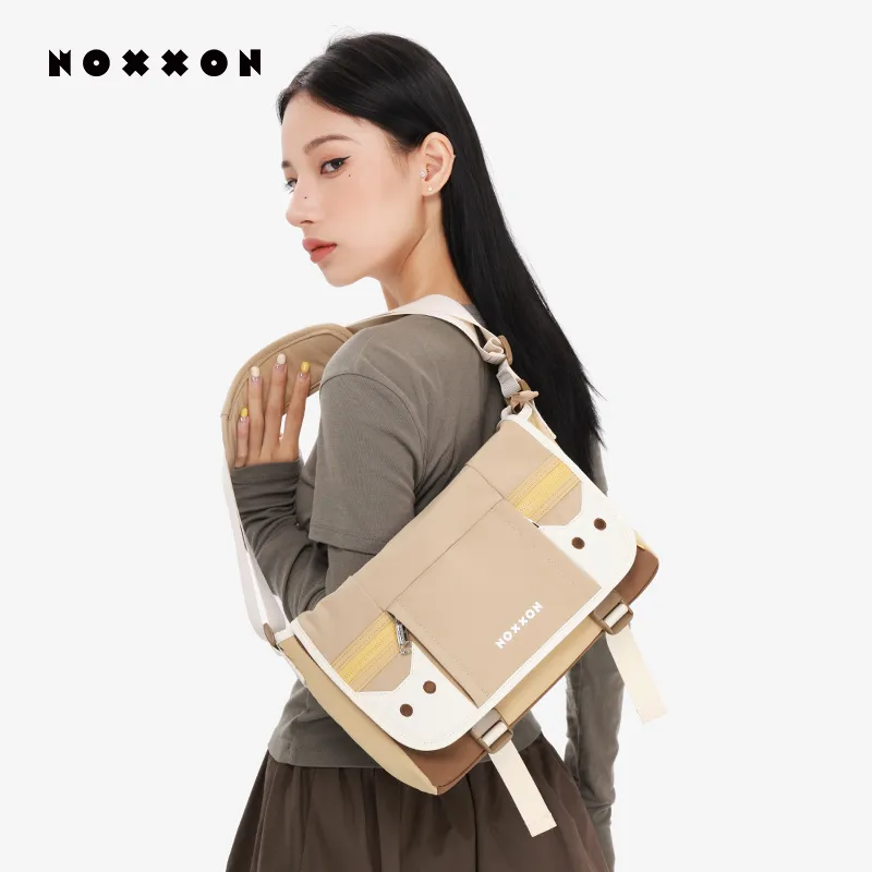 NOXXON Nylon Shoulder Bag Women's Khaki/Rose Purple-4