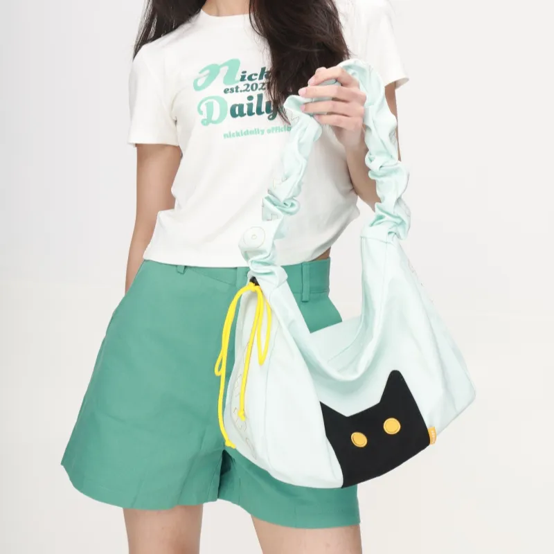 NOXXON Nylon Shoulder Bag, Handbag, Shoulder Bag Women's Petal Pink/Mint Green/Obsidian Black/Ecru-1