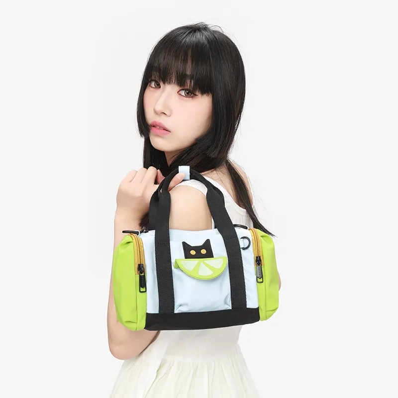 NOXXON Nylon One Shoulder Handbag Women's Custard/Mint Blue-7