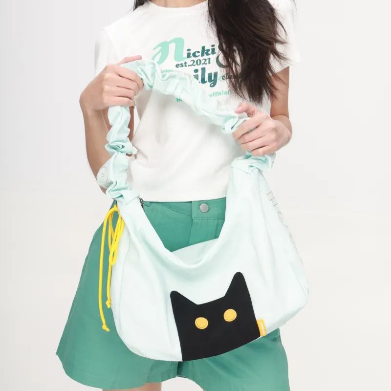 NOXXON Nylon Shoulder Bag, Handbag, Shoulder Bag Women's Petal Pink/Mint Green/Obsidian Black/Ecru-3