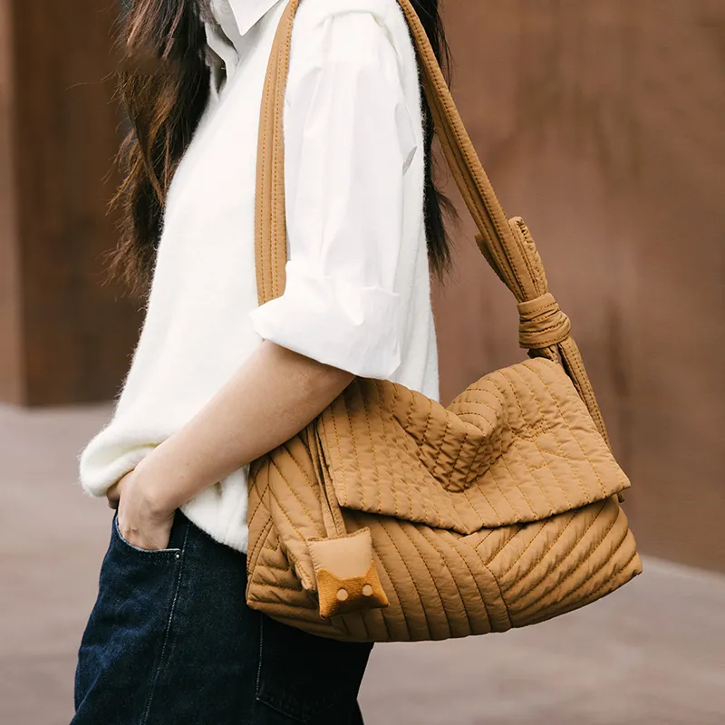 NOXXON Nylon Shoulder Bag Regular Women's Pink Apricot/Obsidian Black/Caramel-7