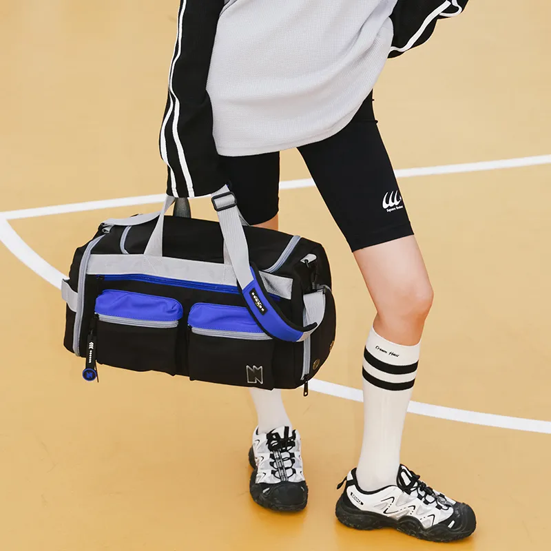 NOXXON Nylon Gym Bag Large Size Unisex Obsidian Black/Khaki-4