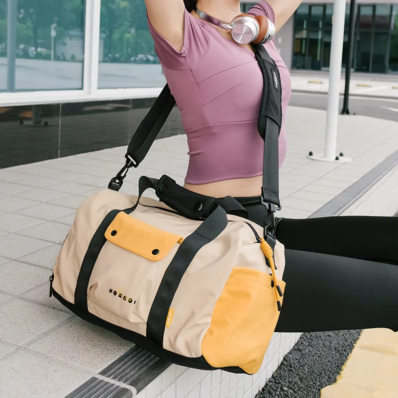 NOXXON Nylon Gym Bag Large Size Unisex Milk Tea Apricot-2