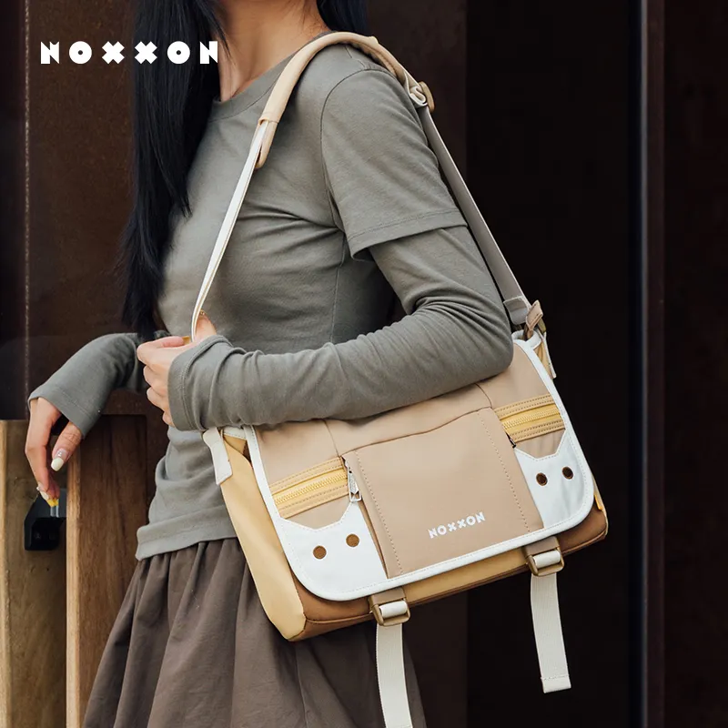 NOXXON Nylon Shoulder Bag Women's Khaki/Rose Purple-1