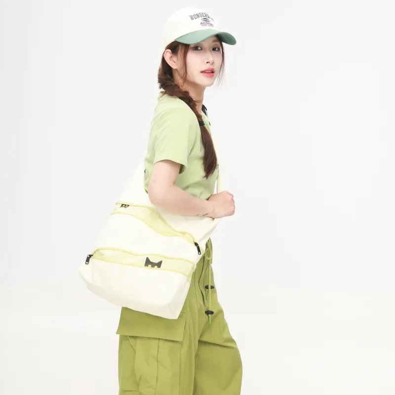 NOXXON Nylon Shoulder Bag Women's Custard/Powder Apricot/Army Green-3