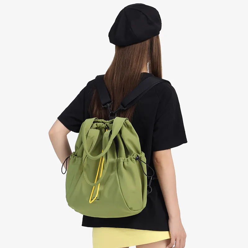 NOXXON Nylon Fabric Backpack Shoulder Bag Backpack Regular Women's Ecru/Nude Pink/Army Green-6