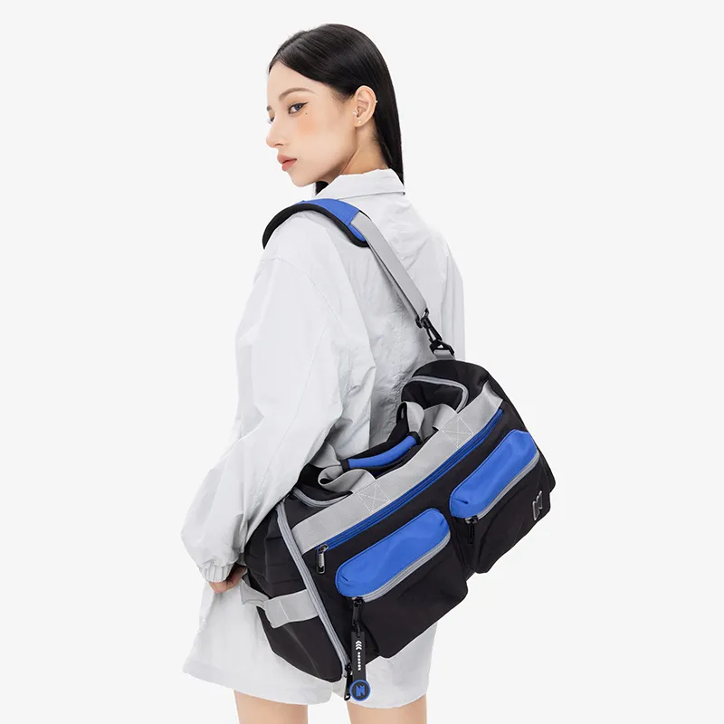 NOXXON Nylon Gym Bag Large Size Unisex Obsidian Black/Khaki-3