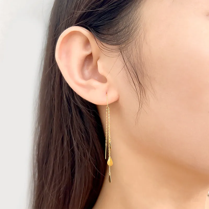 DEMONE 18K Gold Drop Earrings Women's-6