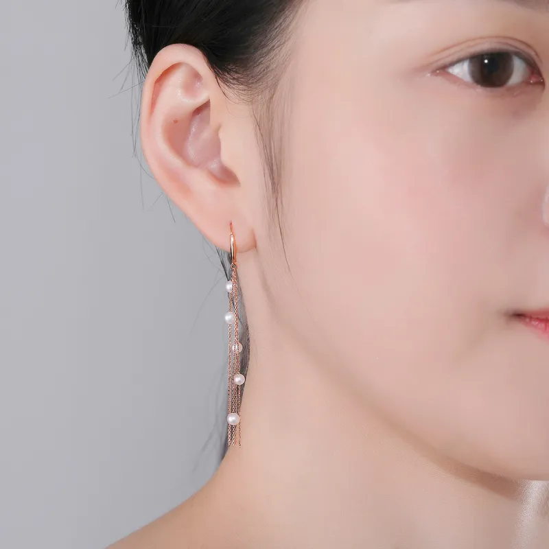 DEMONE 18K Gold Drop Earrings Women's-5